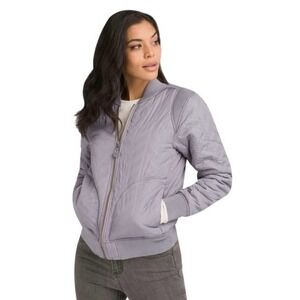 Prana Diva Varsity Jacket Vapor Gray Sherpa Lined Womens Size XS Bomber pockets